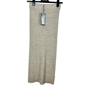 Colture 100% Merino Wool Cuagathe Tube Cream Ribbed Maxi Pencil Skirt Women XS